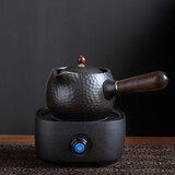 南莑陶瓷煮茶壶电陶炉家用客厅小型煮茶炉罐罐茶老白茶普洱煮茶器套装 锤纹侧把壶700ml+四方电陶炉900w