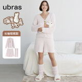 ubras【虞书欣同款】兔绒绒开襟家居服套装厚款女加绒睡衣冬季女 【长袖短裤套装】粉晨色 M