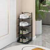 速立普SHULIPU鞋架门口落地现代拖鞋架小型入户门口简约小型窄现代出租房收纳架 亚光黑4层【防尘款】