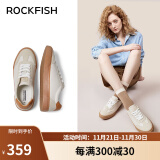 Rockfish复古德训鞋女2024年秋季运动板鞋原版平底女鞋休闲单鞋女款 米白色皮面 36