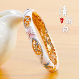 京华烟云景泰蓝手镯掐丝珐琅北京手工艺礼品中国风出国七夕情人节生日礼物 福蝶清新白