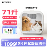 聚宠宠物猫咪烘干箱自动狗狗吹风机烘干家用洗澡拉毛吹毛机71升 Pro版-3500转速（APP+摄像头）