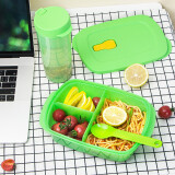 特百惠（Tupperware）微波饭盒可加热午餐便携套装 1L长方形便当盒午餐盒 绿色三件套