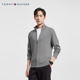 Tommy Hilfiger秋冬男纯棉纯色小绣标商务休闲半高领拉链立领针织开衫外套 灰色P91 M （推荐：135-150斤）
