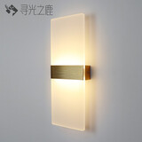 寻光之鹿  长方形客厅背景LED卧室走廊过道墙壁灯个性楼梯间灯简约现代床头灯 时尚大气工程灯壁灯 拉丝金40*15 默认单色暖光，其他光色联系客服
