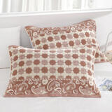 沐凡纯棉枕巾一对2条装 加大加厚柔软透气吸汗高档全棉成人情侣枕头巾 十字驼色一对