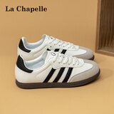 拉夏贝尔女鞋德训鞋女平底休闲板鞋百搭运动小白鞋子女 白/黑 36