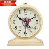 康巴丝（Compas）座钟家用台式客厅创意欧式复古桌面电子大号老式摆件康巴丝书房 黄裂纹3020 直径35.5厘米