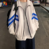 边七拼色立领外套男潮牌ins秋季韩版宽松休闲棒球服夹克情侣学生外套 【高质量升级版】D30白色 XL