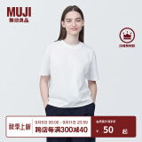 无印良品（MUJI）女式 天竺编织圆领短袖T恤上衣打底衫女款内搭多巴胺女装 白色BB2P5A4S M (160/84A)