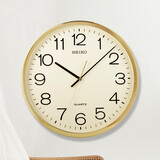 精工日本精工家用免打孔简约壁钟客厅办公室时尚圆形挂钟多尺寸可选 金色 40cm 16英寸