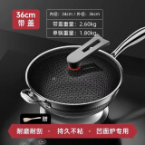梵皓 凹面电磁炉专用炒勺圆底不粘锅炒锅凹底煤气燃气酒店不沾炒菜锅 圆底36双面蜂窝纹不粘 36cm