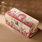 锦贝传说螺钿漆器首饰盒高档多功能收纳首饰品项链戒指手镯盒国潮结婚礼物 国潮九色鹿三开首饰盒【经典款】