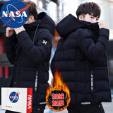 NASA RHUDE棉服男棉袄冬季棉衣潮流青少年男生秋冬装加绒加厚袄子面包服外套 黑色 XL (推荐体重125-140斤)