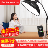 神牛补光灯【顺丰包邮】sl200三代补光灯摄影常亮直播灯LED摄影灯视频直播补光灯人像拍照美颜柔光灯 【2】SL200W单灯+大灯架+95cm八角柔光箱 白光版
