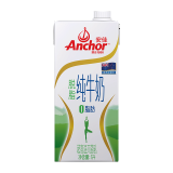 安佳（Anchor）脱脂牛奶 3.6g蛋白质牛奶 新西兰原装进口1L单支装 草饲牛奶