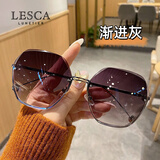 LESCA LUNETIER新潮女网红防紫外线太阳眼镜渐变进黑灰色