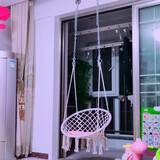 絮藤（xuteng） 吊椅室内网红阳台摇椅单人吊篮ins少女秋千家用绳编掉椅懒人摇篮 米色吊椅（含坐垫抱枕+2套配件）