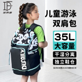 朵梵林（duofanlin）游泳包儿童干湿分离大容量运动带鞋仓双肩健身背包游泳防水收纳包 熊猫兰【独立鞋仓 多仓收纳】