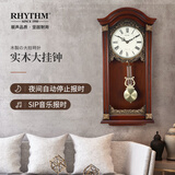 丽声（RHYTHM）报时挂钟创意欧式挂表木制静音表挂墙客厅钟表59cm CMJ524NR06