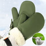 礼莎手套冬羊皮毛一体闷子三指手套保暖防寒连体老式棉手套