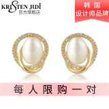 KRISTEN JUDI猫眼石耳环女925银针气质潮流简约时尚耳钉新款小众耳坠品牌耳饰送女友老婆礼物 金色耳环一对-生日纪念日礼物