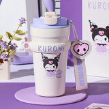 杯具熊（BEDDYBEAR）双饮咖啡保温杯带吸管水杯高颜值便携车载杯子500ml心气酷洛米