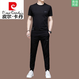 皮尔卡丹（pierre cardin）品牌男装短袖T恤男士套装含桑蚕丝高端休闲运动套装男夏季短袖冰 8915款(长裤+上衣) XL 175(适合体重135-155斤)