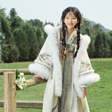 十三余小豆蔻儿[灵谷之森]冬季国风保暖毛绒外套吊带裙民族风套装 外套 现货 S