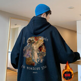 主意范胖子大码重磅刺绣卫衣男加肥大码潮牌宽松连帽外套头春秋冬装美式 A426-WY234黑色加绒 5XL 200-230斤