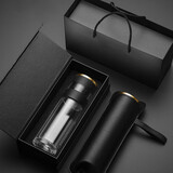 慕馨（moosen）双层玻璃杯定制logo印字批发广告订制礼品杯子定做活动纪念水杯 尊贵黑-智能款(纯黑礼盒包装)