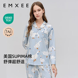 嫚熙（EMXEE）孕妇睡衣产后哺乳春秋季款月子服棉质家居服套装 嫚熙大鹅-两件套（不带哺乳口） L【适合115-135斤】