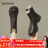 达芙妮（DAPHNE）短靴女靴秋季2024新款单靴百搭增高显瘦踝靴 加绒棕色 38 标准码