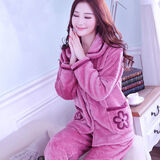 蒂卡黛大码睡衣女200斤法兰绒女秋冬季加绒珊瑚绒套装中老年长袖家居服 613豆沙海星 2XL (130-150斤)