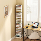 SOFS立式隐形书架落地一体靠墙创意书本收纳置物架客厅铁艺钢制窄书柜 10层/白色