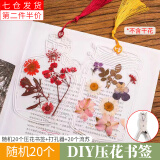 海伊朵 DIY押花混合干花树叶亲子手工滴胶干花材料包真花压花植物标本 压花书签随机20张+流苏20+打孔器