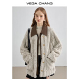 VEGA CHANG皮毛一体短外套女2025年秋冬新款宽松显瘦高级感名媛风毛绒大衣 常规版 L
