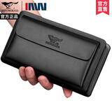 七匹狼男士手包多功能钱包商务牛皮大容量双拉链手拿包生日礼物送老公 1A91436-01黑色大号22.5*13*4.5