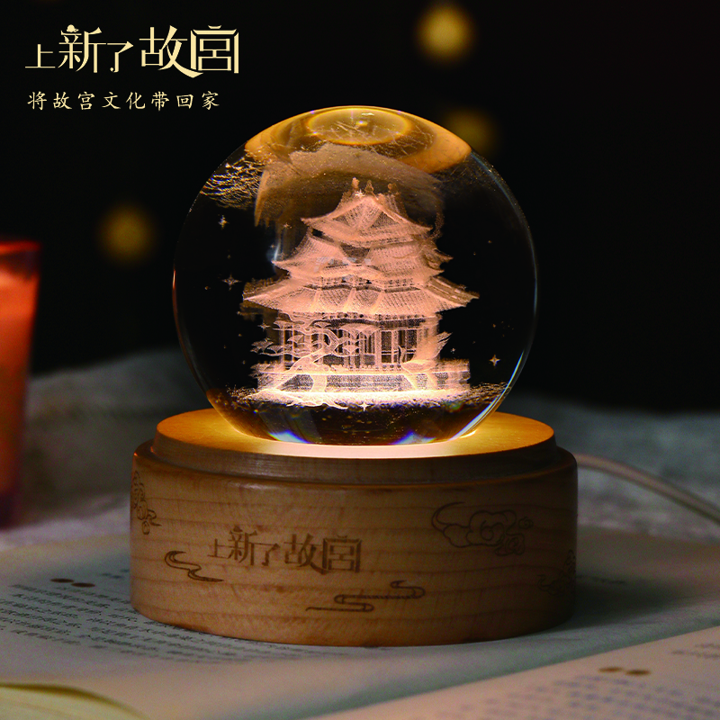 上新了文创生日礼物故宫水晶球灯 角楼桌面摆件装饰 文创礼品送女友 松鹤延年