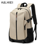 HALHIEI男女双肩背包15.6 16 18英寸17.3戴尔惠普笔记本电脑包17学生书包 卡其色 中号 可装15.6/16.1英寸电脑