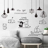 吉朵芸 客厅墙贴电视墙房间装饰品贴画过道玄关背景墙壁贴纸自粘壁画 线框吊灯+黑白猫 特大