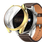 韩默 适用华为watch3 pro new手表保护套表盘全包屏保膜电镀TPU防摔软壳高清 金色 华为watch3 pro 【48mm适用】