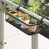 京维美居花架阳台栏杆绿萝多肉花架置物架铁艺悬挂收纳摆放护栏窗台花盆架 圆角设计60*20*12CM