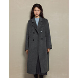 自巧（ZIQIAO）小个子正肩100%全羊毛双面呢大衣女2023冬季新款毛呢西装外套 浅棕灰 （100%绵羊毛） XS (2码)