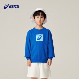 asics亚瑟士童装男女儿童中大童圆领印花休闲卫衣LOGO款 1406蓝色 110cm