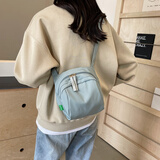 酷达妮上班杂物运动休闲手机斜挎小包包女士2025新款轻便贝壳包帆布包 湖蓝色