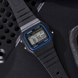 卡西欧（CASIO）男表小方块电子表 运动手表学生手表 多功能防水男士手表 经典小方块蓝圈F-91W-1