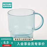 NITORI宜得利家居 家用简约透明牙刷杯子情侣刷牙杯漱口杯带手柄 蓝色