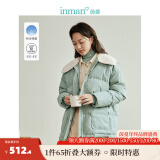 茵曼（INMAN）白鸭绒九江羽绒服2024冬女装新款羊羔毛轻暖翻领长袖收腰外套 绿格 S