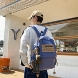 亚特龙 双肩包男韩版校园初中生高中学生书包女大容量小学生电脑背包 蓝色